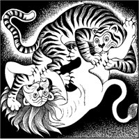 Lion and Tiger Fight Woodcut.tif