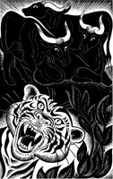 Tiger and Bulls Woodcut.tif