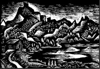 Hills and Cabin Woodcut.tif