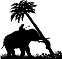 Elephant Pulls Tree Silhouette.tif